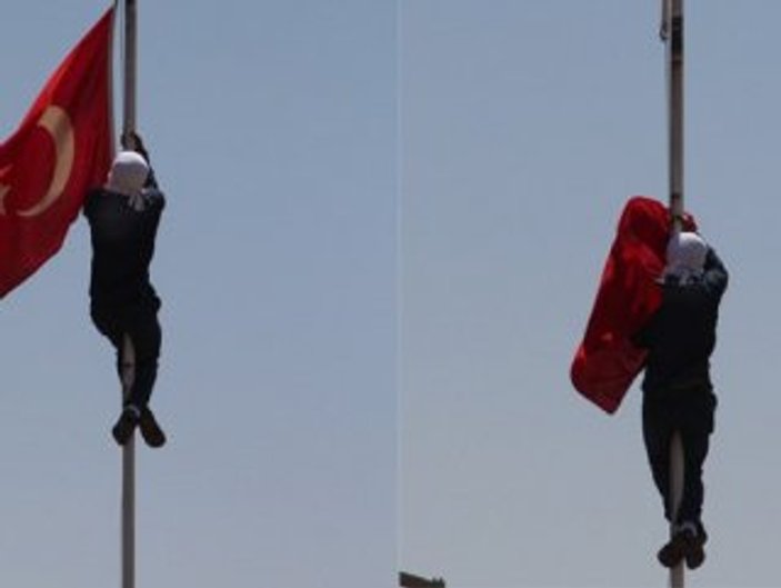 Lice'de Hava Kuvvetleri'nde Türk bayrağını indirdiler
