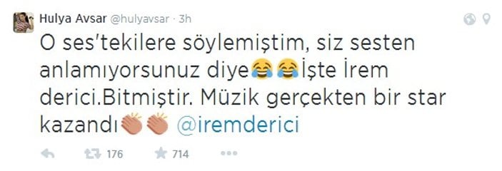 Hülya Avşar'ın İrem Derici tweeti İZLE