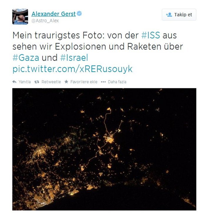 Alman astronot Gazze saldırısını uzaydan görüntüledi