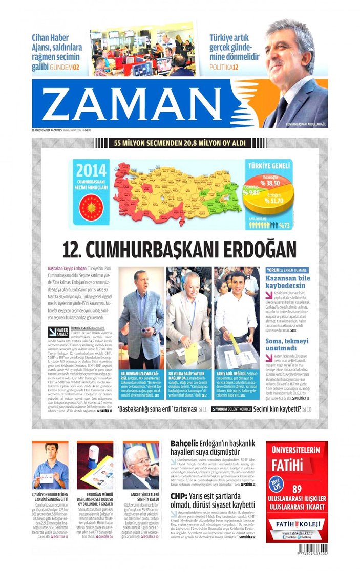 Seçim sonuçları gazete manşetlerinde