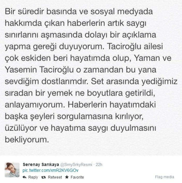 Serenay Sarıkaya'dan Yaman Taciroğlu açıklaması