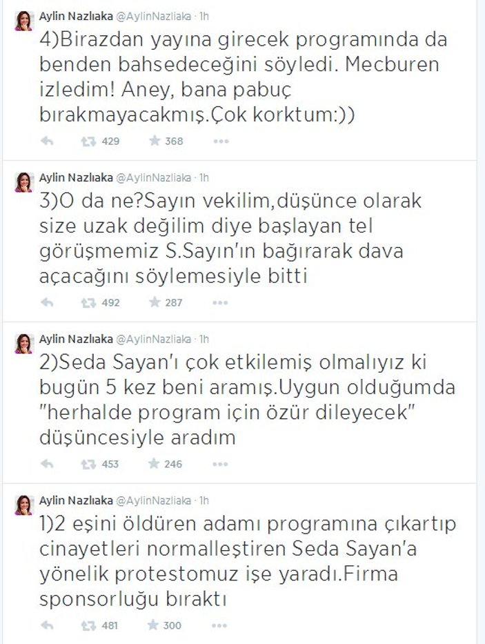 Aylin Nazlıaka: Seda Sayan tehdit etti