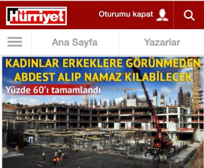 Hürriyet'in güldüren Çamlıca Camisi haberi