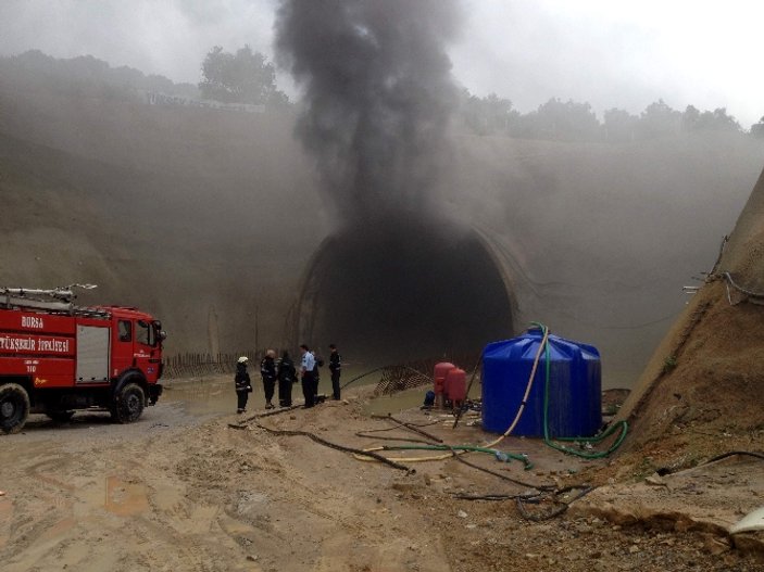 Bursa'da YHT tünel inşaatında yangın