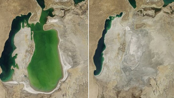 Dünyanın 4. büyük gölü olan Aral Gölü tamamen kurudu