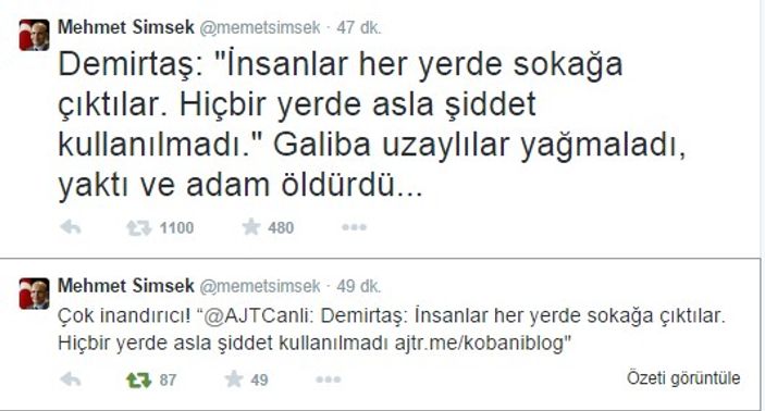 Demirtaş'a yanıt Şimşek'ten: Galiba uzaylılar yağmaladı