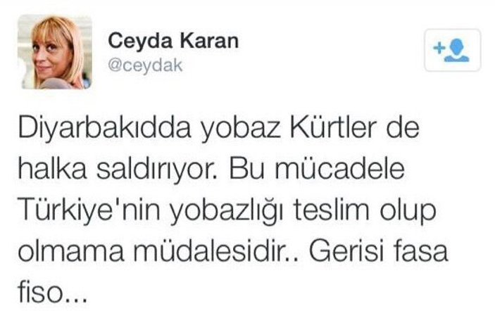 Ceyda Karan'dan PKK vahşetini savunan tweet