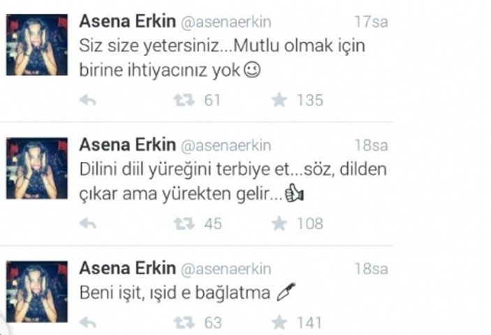 Asena Erkin'in IŞİD tweet'i kızdırdı
