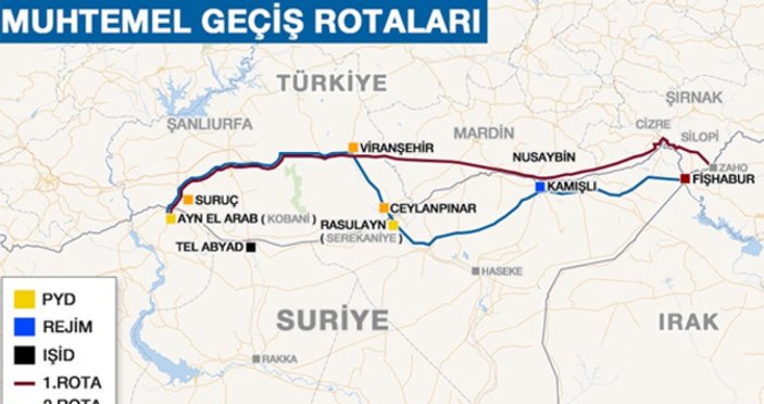 Peşmerge Türkiye'den Kobani'ye nereden geçecek