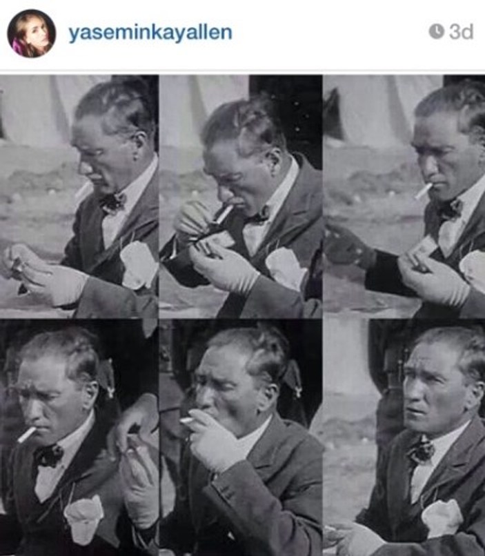 Yasemin Allen'dan sigara içen Atatürk paylaşımı