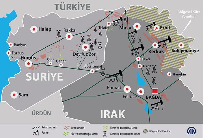 Irak ve Suriye'deki petrol savaşının haritası