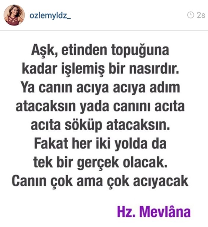 Özlem Yıldız'dan duygusal mesaj