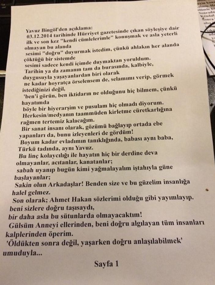 Yavuz Bingöl'den Berkin Elvan açıklaması