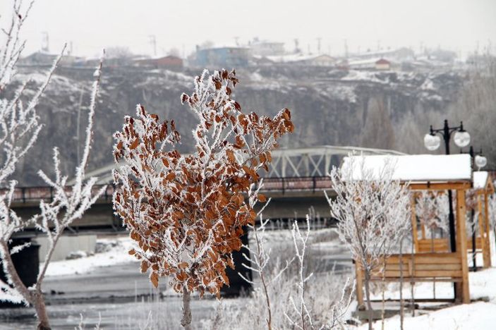 Ardahan'da Kura Nehri buz tuttu