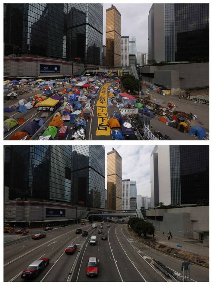 Hong Kong'da gösteri alanları boşaltıldı