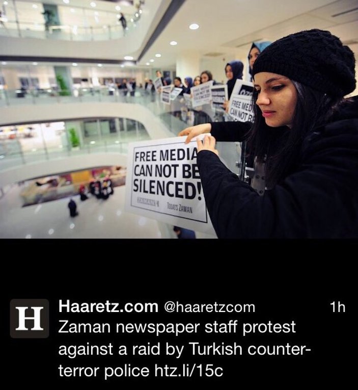 İsrail gazetesi Haaretz'den Zaman'a destek