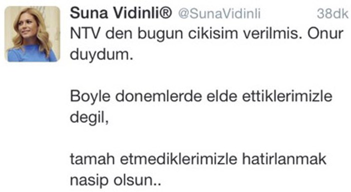 NTV Suna Vidinli ile yollarını ayırdı