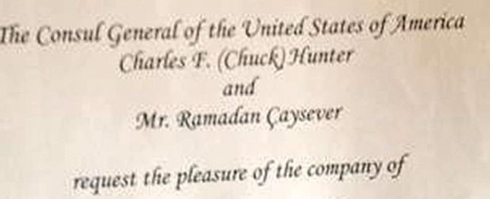 Charles F. Hunter ve Ramadan Çaysever’in resmi davetiyesi