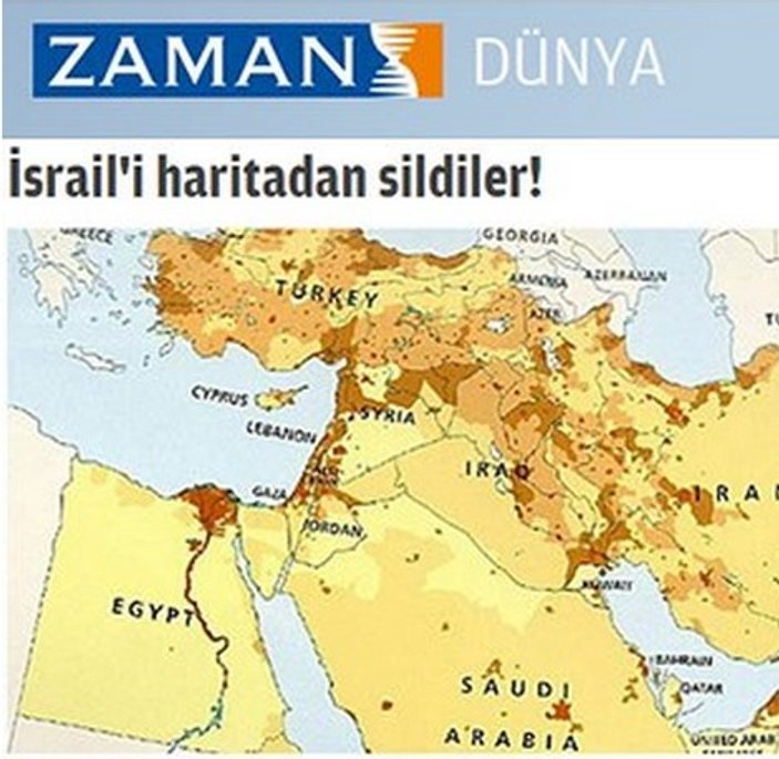 Zaman gazetesinden İsrail'i haritadan silen firmaya tepki