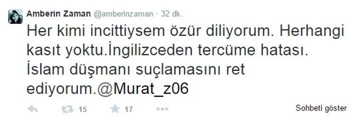 Amberin Zaman'dan tepki çeken tweet
