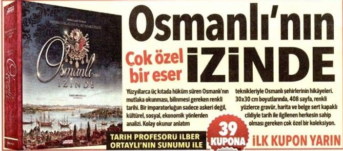 Hürriyet gazetesinden kuponla Osmanlı'nın İzinde kitabı