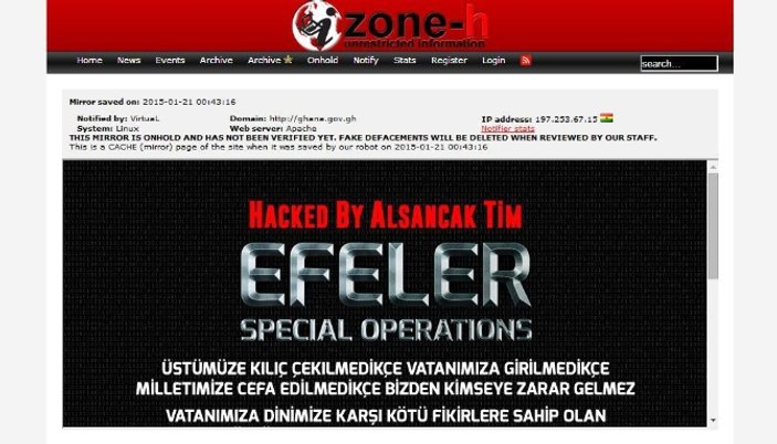 Türk hackerlar Gana sitelerini hackledi