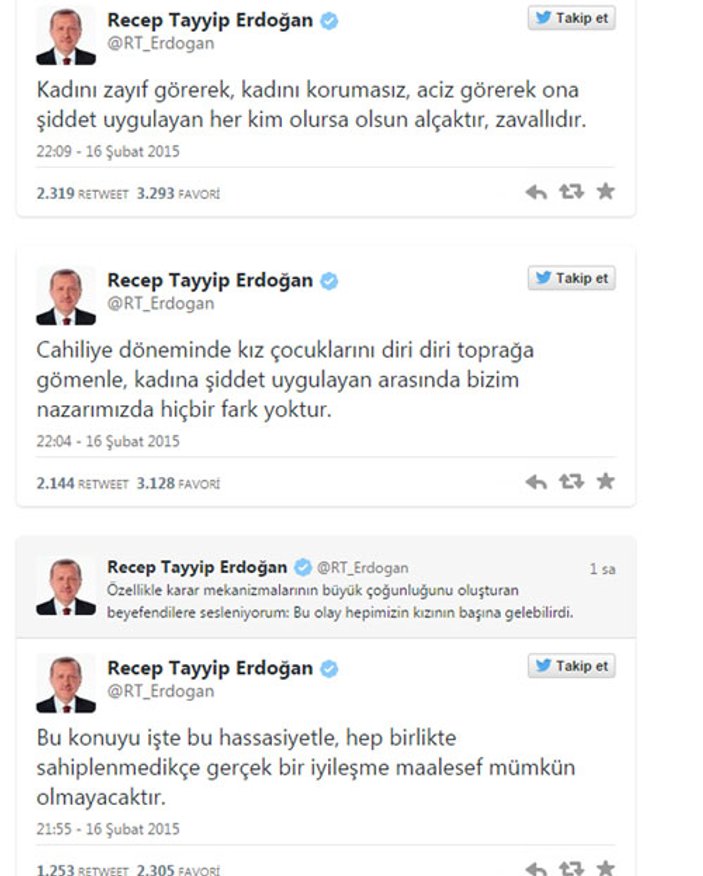 Cumhurbaşkanı Erdoğan'dan Özgecan Aslan tweeti