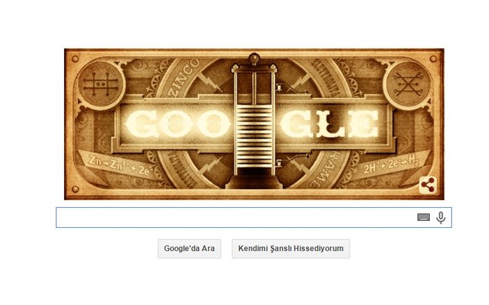 Google ünlü fizikçi  Alessandro Volta'yı unutmadı