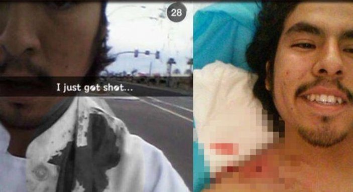 ABD'li genç silahla vurulduktan sonra selfie çekti