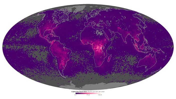 NASA Dünya'nın yıldırım haritasını hazırladı