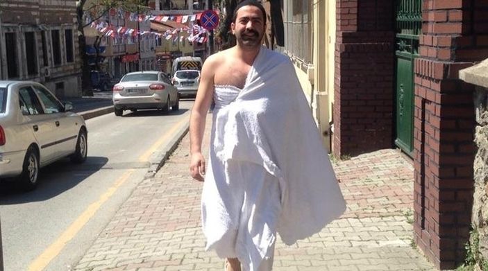 İhramlı protestocu Cihat Duman gezici çıktı