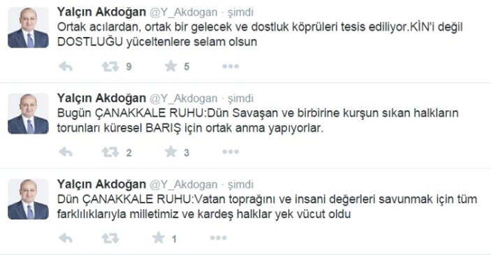 Yalçın Akdoğan'dan Çanakkale mesajı