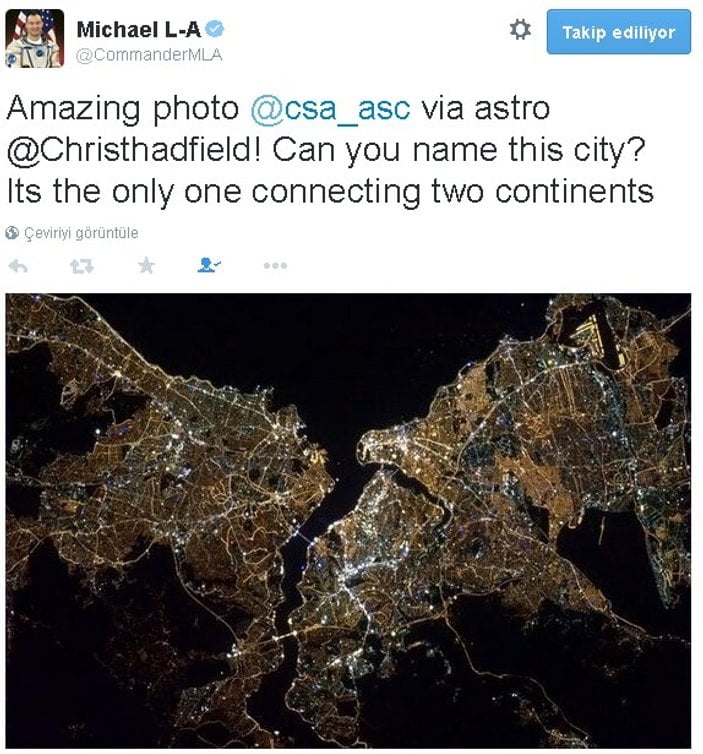 Amerikalı astronot uzaydan İstanbul fotoğrafı paylaştı