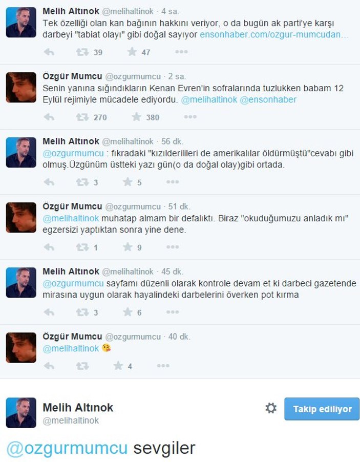 Melih Altınok ve Özgür Mumcu Twitter'da atıştı