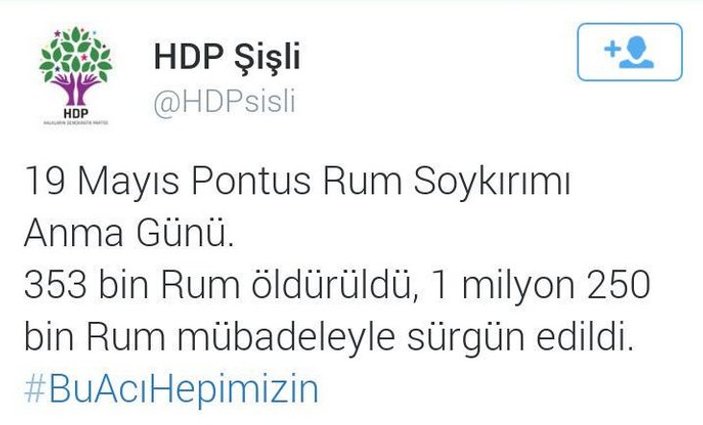 HDP'den Pontus Rum Soykırımı mesajı