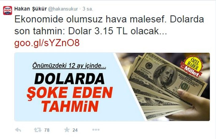 Hakan Şükür'ün dolar tahmini 3.15 lira