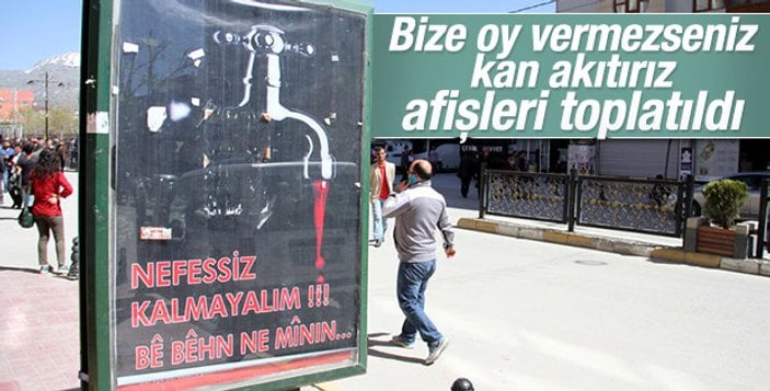 Van'da kanlı musluk afişlerinin yerine tehdit afişleri