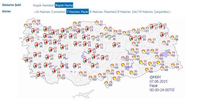 5 günlük haritalı hava raporu