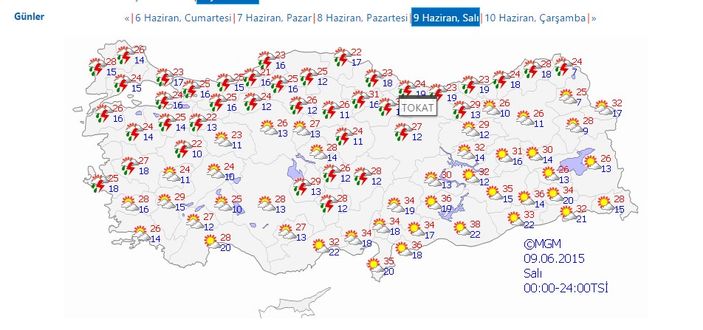 5 günlük haritalı hava raporu