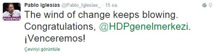 Podemos'tan HDP'ye tebrik