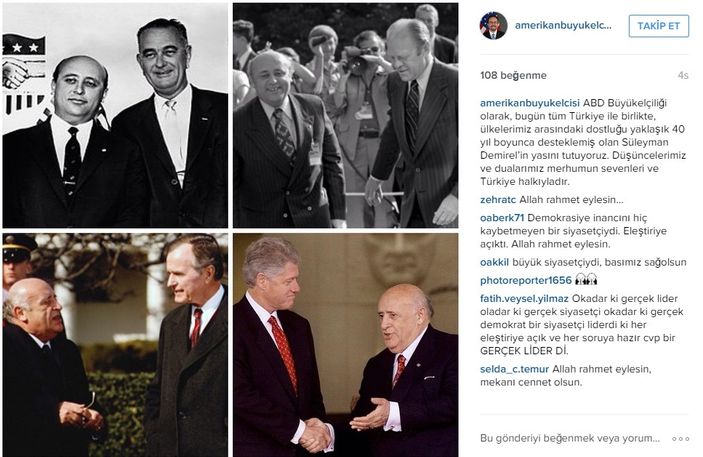 Amerikan Büyükelçisi Demirel’e fotoğraflarla veda etti