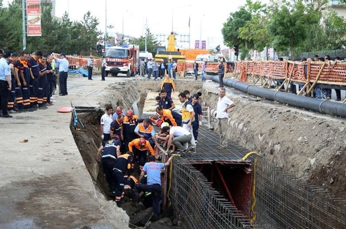 Erzurum'da kanalizasyon inşaatında göçük