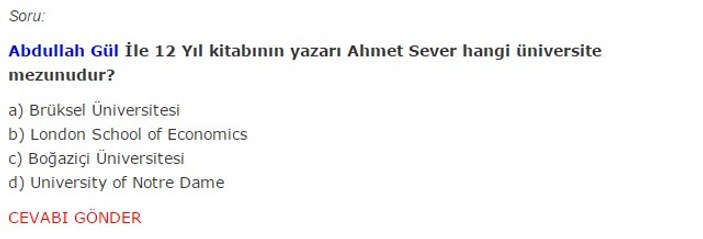 Hürriyet soruyu bilene Ahmet Sever'in kitabını verecek