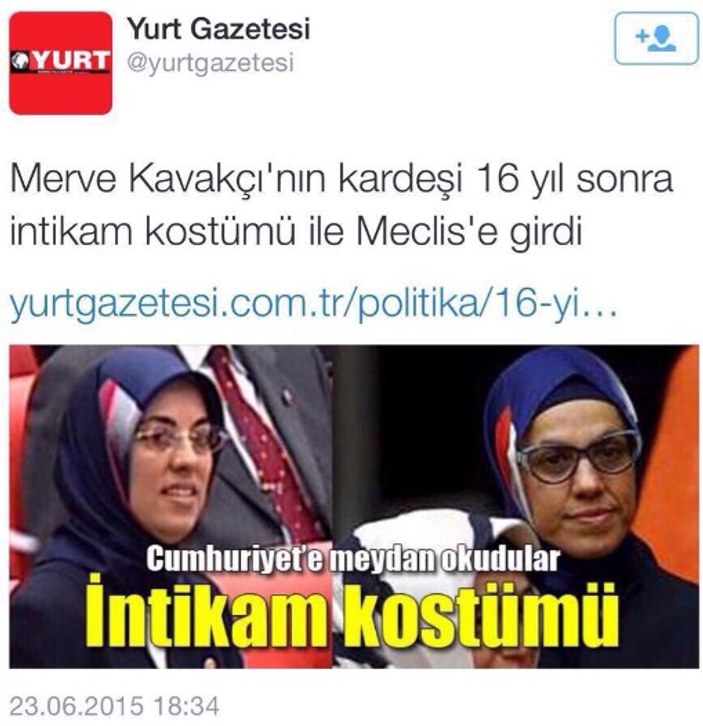 CHP'nin gazetesi Ravza Kavakçı'nın başörtüsünden rahatsız