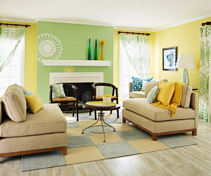 Evinizi sarı ve yeşil renklerle dekore edin