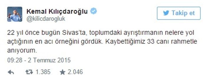Kemal Kılıçdaroğlu'ndan Sivas mesajı