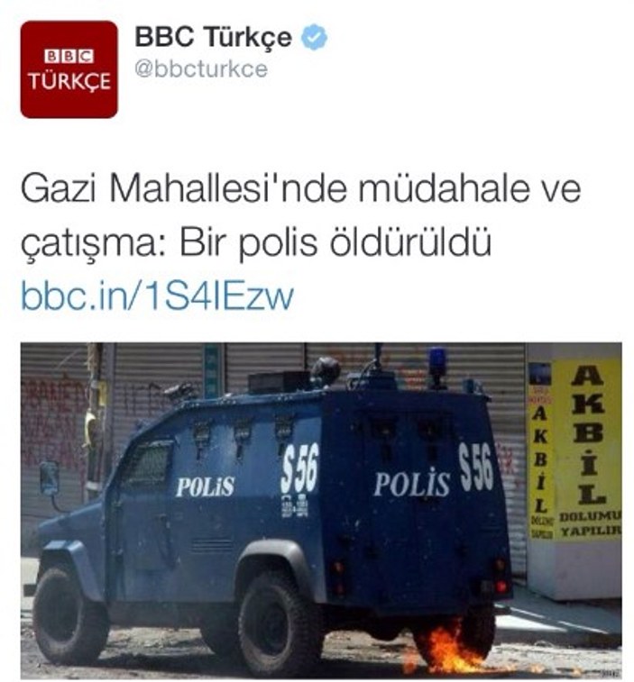 BBC Türkçe: Gazi Mahallesi'nde polis öldürüldü