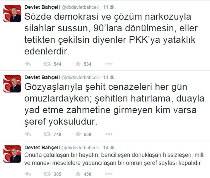 Devlet Bahçeli'den tweetler