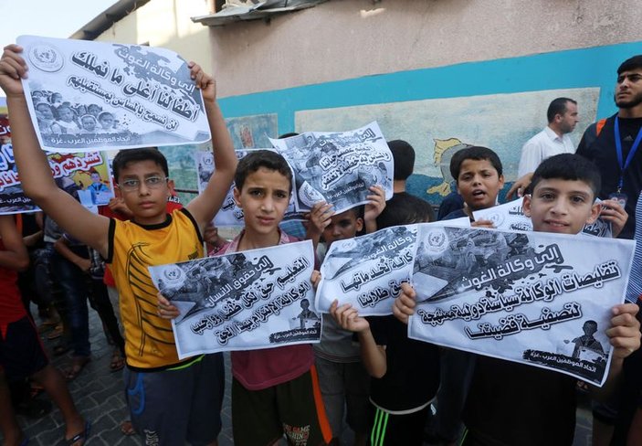 Gazze'de UNRWA protestosu