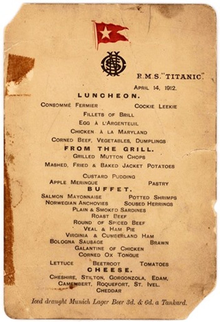 Titanic'in son yemek menüsü satışa çıktı